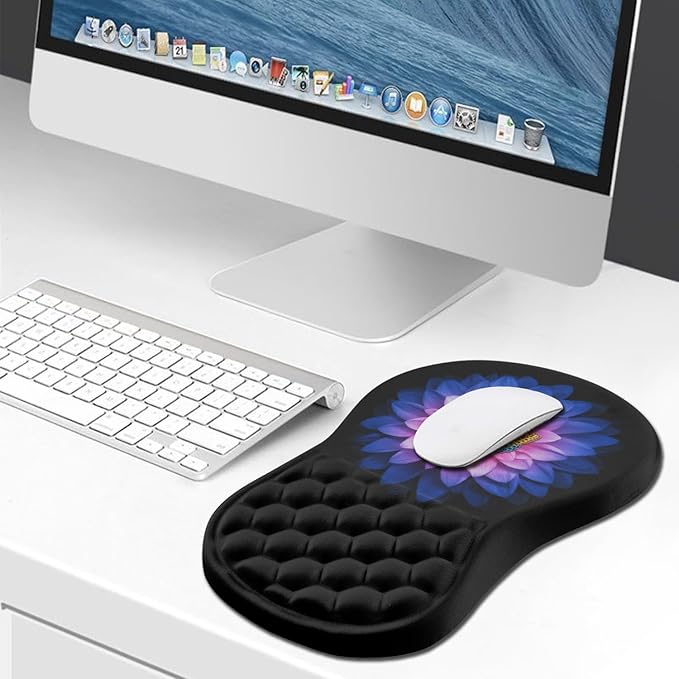 Hokafenle Ergonomic Mouse Pad Wrist Support, Wrist Rest Mousepad for Carpal Tunnel with Integrated Memory Foam Slope Massage Bulge (11.8x7.9 inch,Butterfly Lotus Floral)