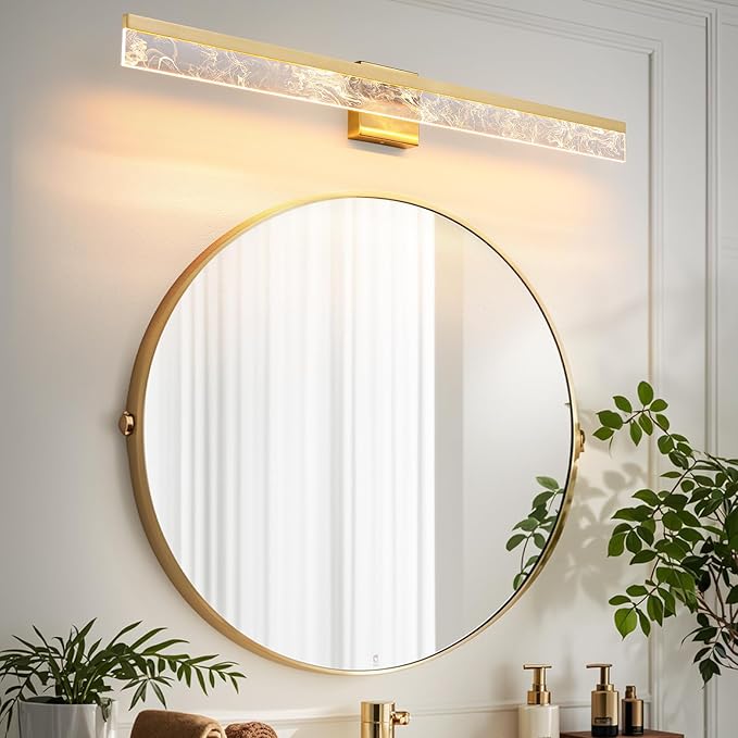 39-Inch Brushed Gold Vanity Light Fixture, 28W Dimmable LED Modern Light Bar for Bathroom Mirror, Restroom, Bedroom (3000K)