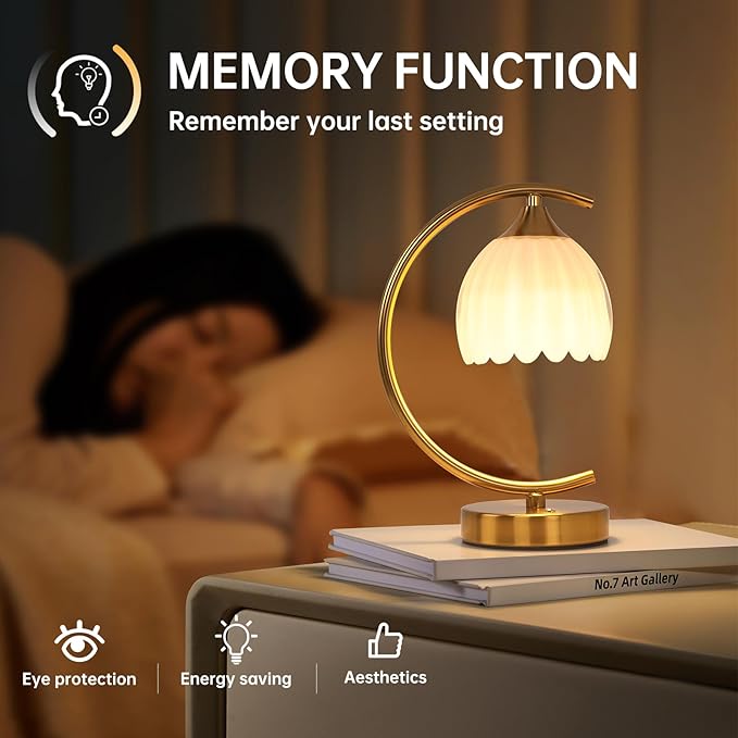 Rechargeable Table Lamp with 5200mAh Battery & Touch Control - 3 Adjustable Color Temperature Bulb, Dimmable Table Light for Bedroom, Office Desk, Nightstand, Home Decor(White, 1 Pack)