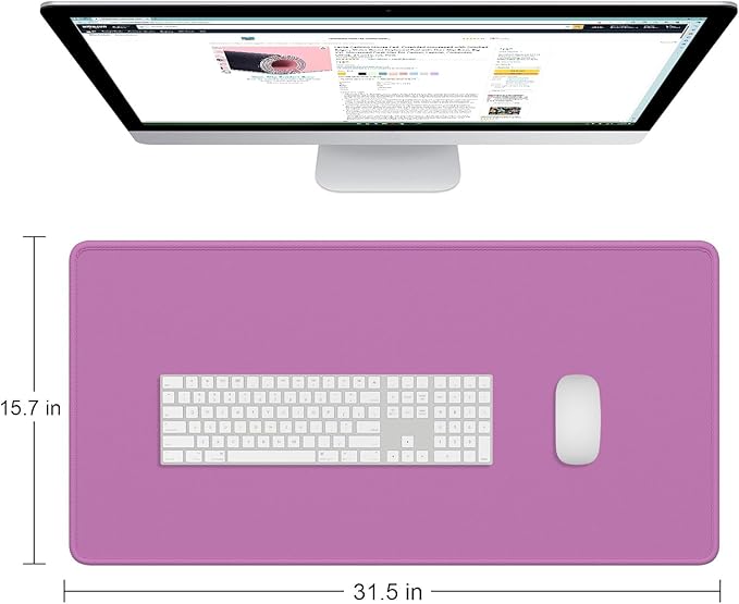 Dapesuom Large Gaming Mouse Pad, Extended Mouse Mat with Stitched Edges, Full Size Keyboard Pad with Non-Slip Base, Big XXL Computer Desk Mats for Gamer, Laptop, Office, 31.5 x 15.7in, Radiant Orchid