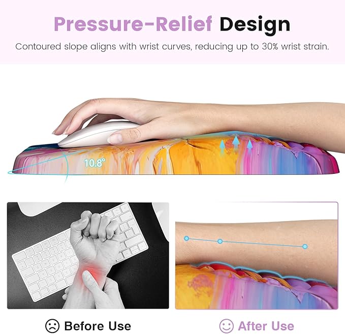Ospelelf Mouse Pad with Wrist Rest Ergonomic Comfortable Wrist Support Mousepad for Computer Multicolored