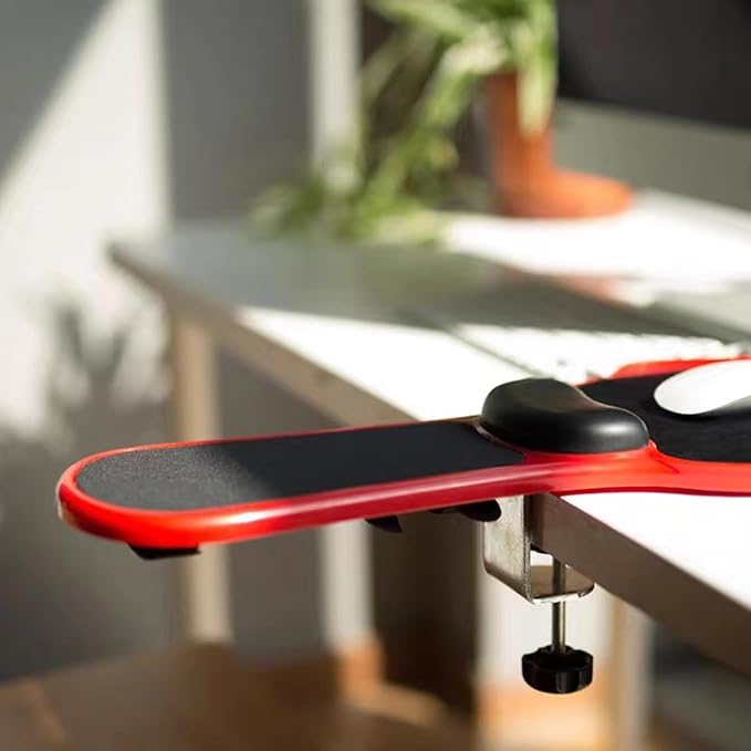 LL-COEUR Memory Foam Arm Support Wrist Rest for Table and Chair, Ergonomic Armrest Desk Extender, Multifunctional Computer Mouse Pad (red)