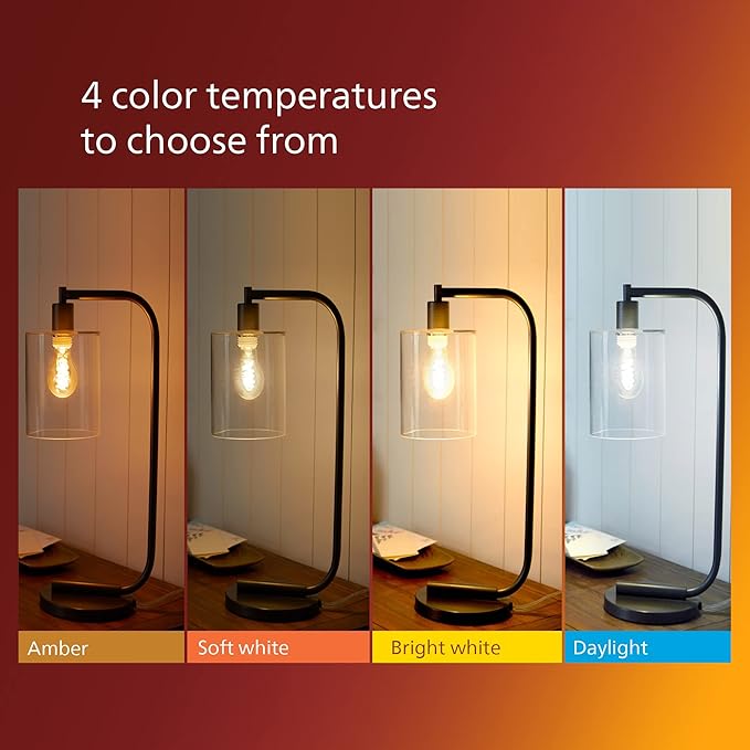 PHILIPS LED 60W A19 1-Pack Vintage Edison Spiral Amber (2000K) 400 Lumen (6.5W = 60W) Dimmable Flicker-Free Light Bulb
