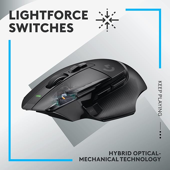 Logitech G502 X Lightspeed Wireless Gaming Mouse: Optical Switches, 13 Buttons, <140 hrs Battery Life & USB-C, Infinite Scroll Toggle, PowerPlay Wireless Charging Capable, for PC/MacOS - Black