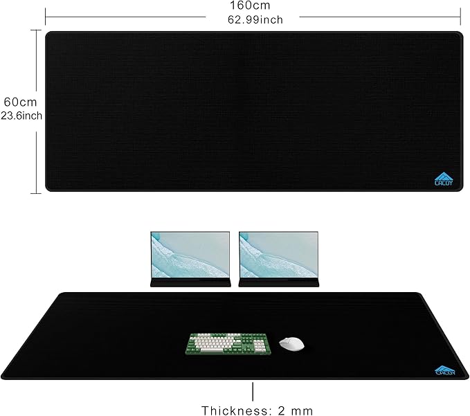 Cacoy 63”x24” Huge Gaming Mouse Pads, Extended PC Computer Mouse Mat, Smooth Tracking Surface XXXL Large Mouse Pad for Desk, Giant Office and Home Keyboard Pad, Oversized Desk Matt for Desktop, Black