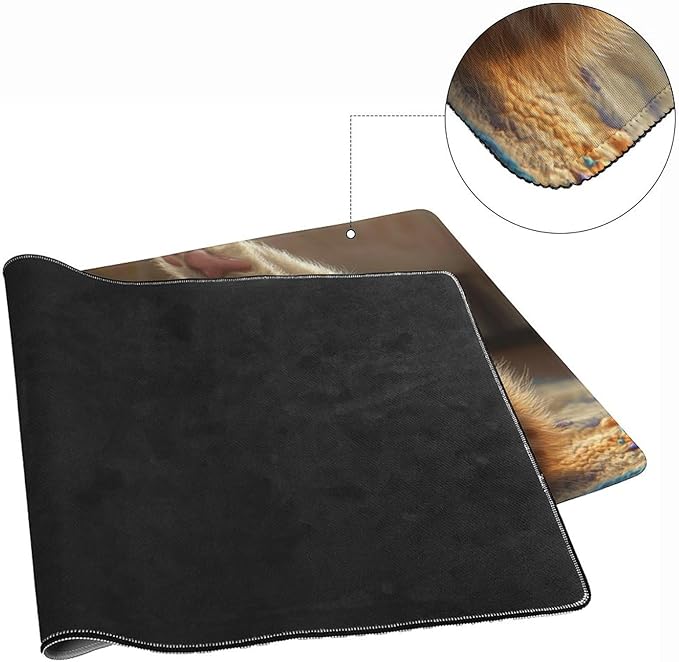 Large Ergonomic Gaming Mouse Pad Curious Kitten Playtime - Cute Cat Theme with Non-Slip Base Water-Resistant Surface and Stitched Edges 40x90cm