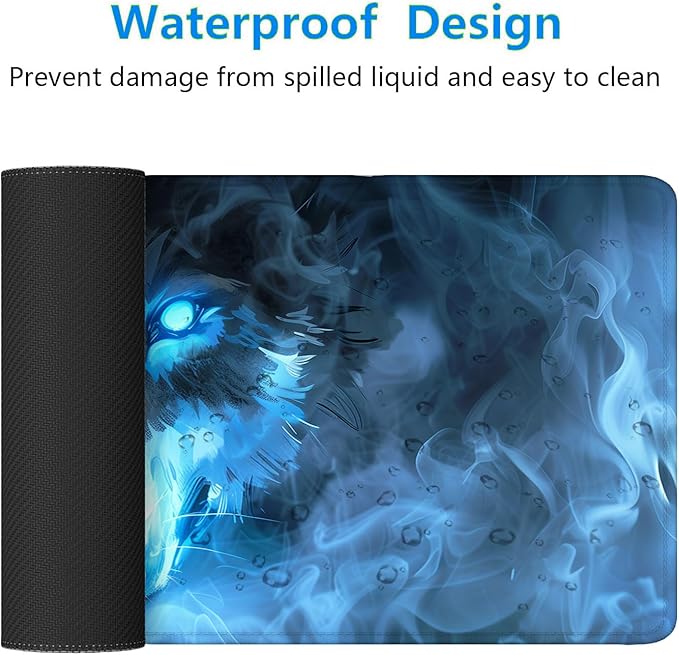Wolf Gaming Mouse Pad Misty Wolf Blue Eye Cool Animal XL Mouse Pad Large Mousepad Extended Laptop Keyboard Mat Gaming Desk Pad Mouse Mat 31.5"x11.8" Office Computer Keyboard Laptop Home