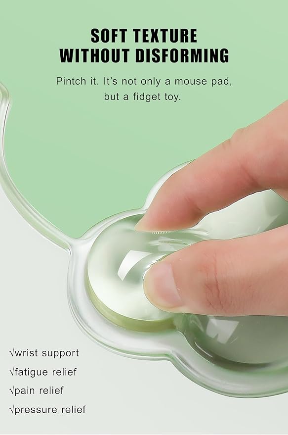Mouse Pad with Wrist Rest, Soft Cloud Gel Keyboard Mouse Pad Set with Hand Wrist Support, Cute Non Slip Office Desk Accessories for Comfort/Computer/Laptop (2Pc Clear Cloud)