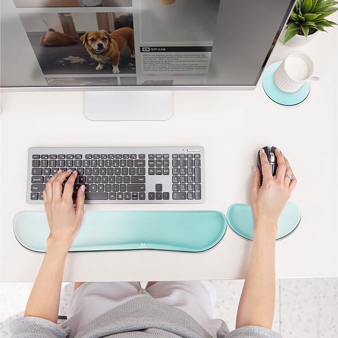 Gimars Upgrade Enlarge Silky Gel Memory Foam Keyboard Wrist Rest, Wrist Rest for Computer Keyboard, Ergonomic Mouse pad Rests for Typing, Wrist Support for Office, Gaming, Blue Gradient