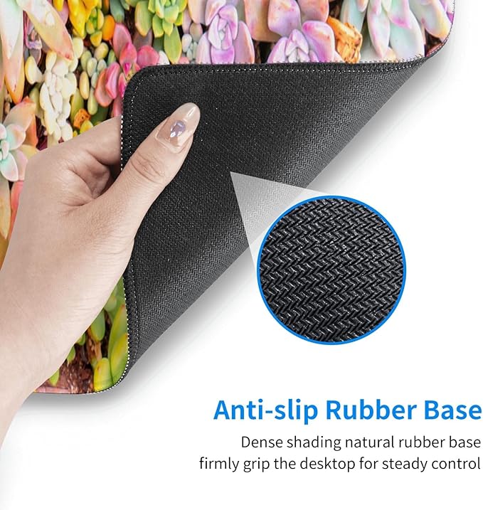 Succulent Mouse Pad Extended Large Gaming Mousepad XL Big Long Oversized Desk Mat Stitched Edges 31.5 X 11.8 Inch for Home Office