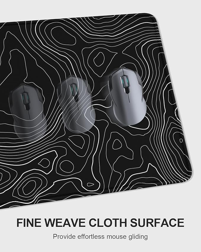 Auhoahsil Large Mouse Pad with Wrist Rests for Keyboard & Mouse, Thick Soft Ergonomic Memory Foam Wrist Supports, Big & Long Desk Mat 35.5 x 15.7 in, for Office Gaming Computer, Black Contour