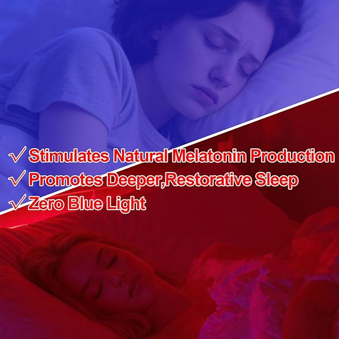 670nm Red Light Night Light Lamp for Sleep - Zero Blue Light, 4 Color Modes Rechargeable Portable & Hangable Design, Dimmable and Auto-Off Timer for Bedroom Nursery Camping