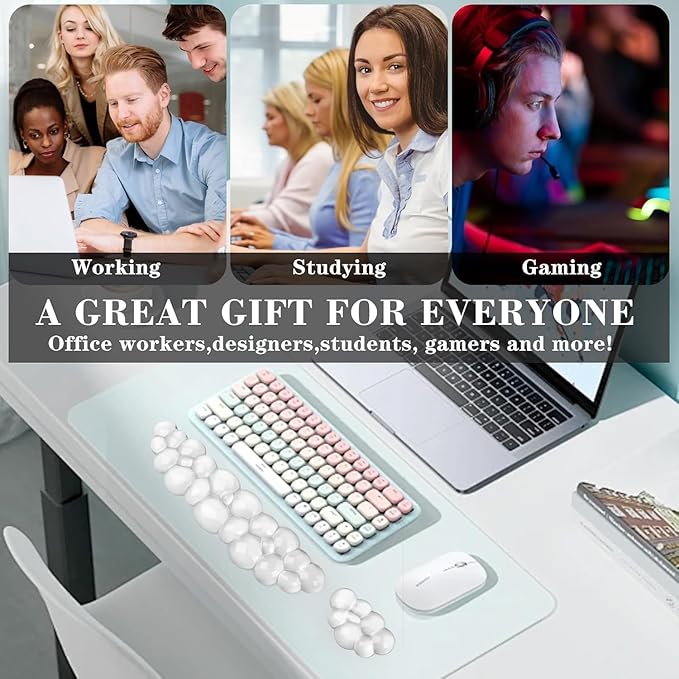Mouse Pad with Wrist Rest, Soft Cloud Gel Keyboard Mouse Pad Set with Hand Wrist Support, Cute Non Slip Office Desk Accessories for Comfort/PC Gaming/Computer/Laptop, (Clear Cloud)