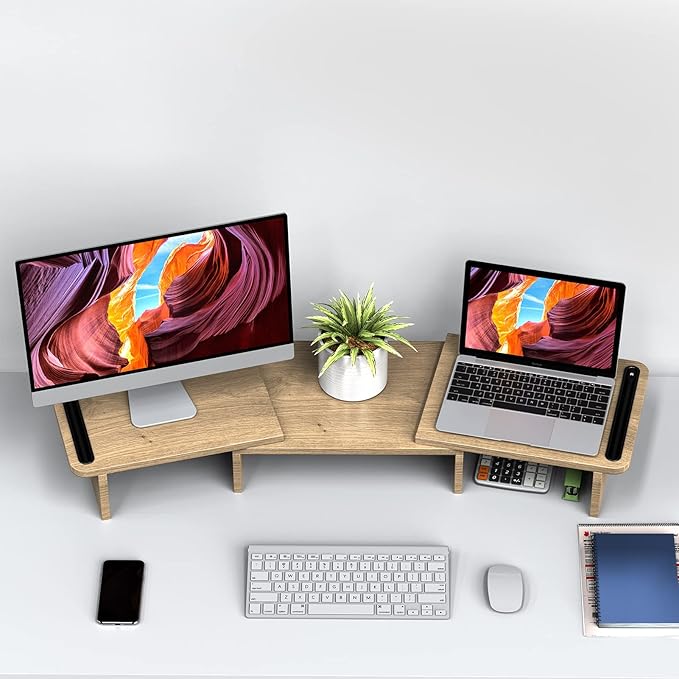 Zimilar Dual Monitor Stand Riser – Wood