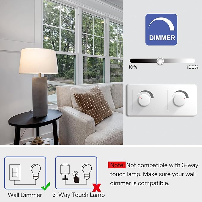 A19 Dimmable LED Light Bulbs Super Bright 3000K Warm White, 100 Watt Equivalent, Efficient 14Watt, 1700 Lumens, E26 Medium Base, Dimmable, ETL/UL Listed, 6 Pack