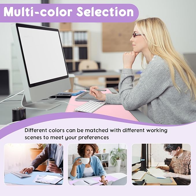 Konohan Heated Desk Pad Warm Mouse Pad, 5 Heating Level & 4 Hour Auto Shut-Off, PU Leather Warm Mouse Mat Heating Keyboard Gaming Mice Warmer Mat Only Supports 110v(Purple Color,31.5" X 13")