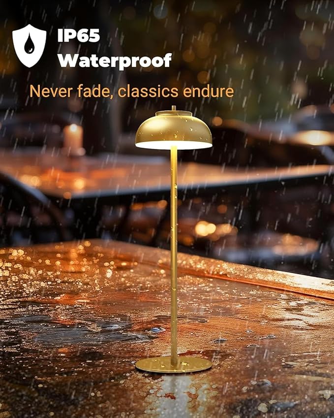 4 Pack Gold Led Cordless Table Lamps Rechargeable,Cordless Touch Lamp Battery Operated-Waterproof-for Outdoor Patio/Restaurants/Home/Dinner