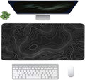 Topographic Mouse Pad, Extended Gaming (35.4x15.7 in), Desk Mat Laptop Waterproof Decor Writing for Work, Game, Office, Home - Topographic Contour
