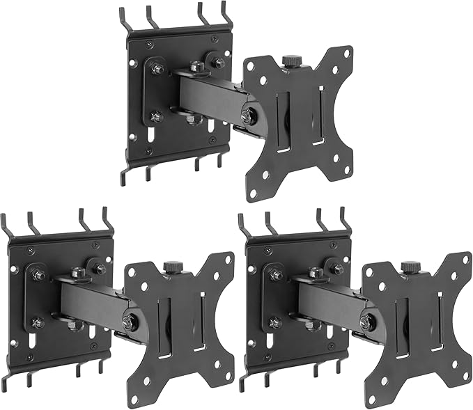 VIVO Articulating Single Monitor Pegboard Mount with Arm, Fits Screens up to 32 inches and Peg Boards up to 0.25 inches Thick with 1 inch Hole Spacing, Black, MOUNT-PB2A (Pack of 3)