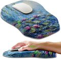 Ergonomic Slope Mouse Pad Wrist Support, Wrist Rest Mousepad for Carpal Tunnel with Massage Bulge and Slow Rebound Memory Foam (12x8 inch, Lotus Pond)