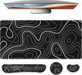 4 in 1 Large Mouse Pad,Keyboard Wrist Rest Set,Desk Mat with Stitched Edges Thicken Desk Pad,Wrist Support for Keyboard and Mouse,Desk Mat for Home Office Game(Black Marble)