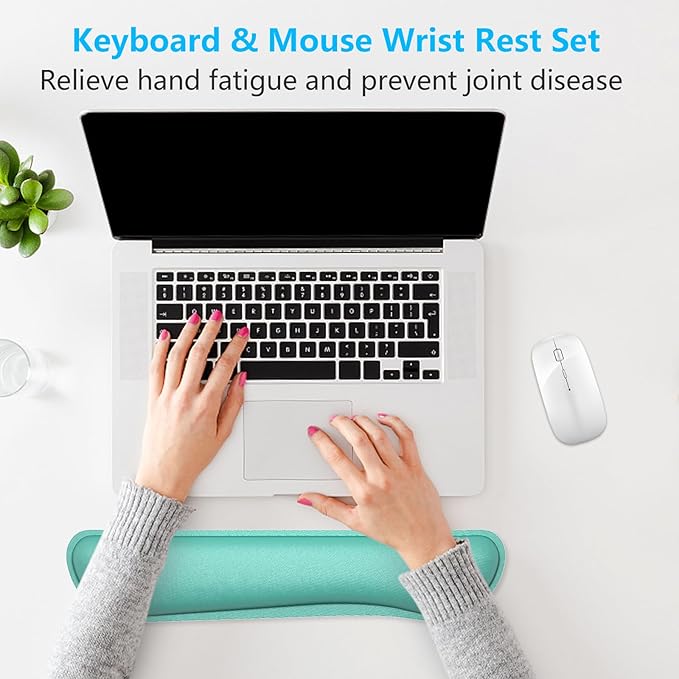 Dapesuom Enlarge Keyboard Wrist Rest Pad, Cute Memory Foam Wrist Rest for Computer Keyboard, Ergonomic Keyboard Mouse Wrist Support for Comfortable Typing, Comfort for Office, Gaming, Laptop, Green