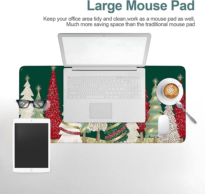 Christmas Tree - Green Extended Gaming Mouse Pad 1.5x11.8inches Large Desk Mat Anti-Slip Rubber Base & Durable Stitched Edges for Gamers Smooth Mouse Writing Surface for Desk Office/Home