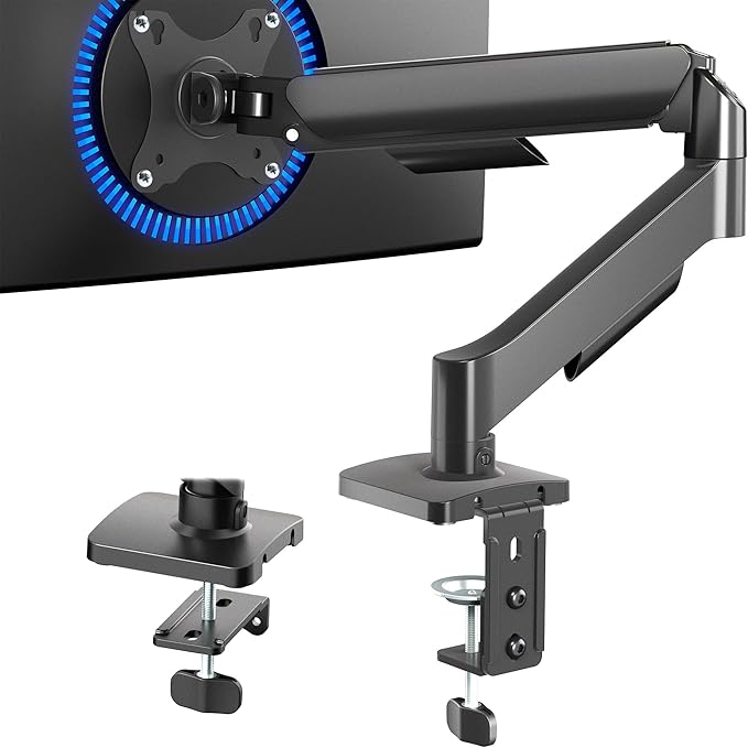VIVO Single Monitor Stand, Fully Adjustable Arm for 17 to 32 inch Screen, Mechanical Articulating Desk Mount, Gaming and Office Setups, VESA 75x75, 100x100, Max 19.8 lbs, Classic, Black, STAND-V001O