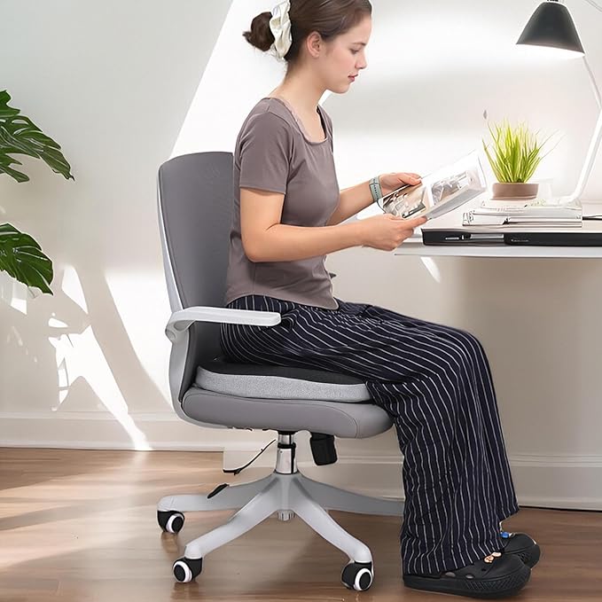 GOFORIT Molded Memory Foam Seat Cushion, Patent Dual-Layer Foam Design Office Chair Pad, Ergonomic Coccyx Cushion for Sciatica Pain Relief, Black