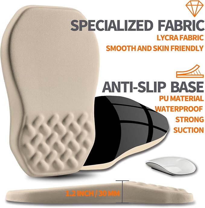 Ergonomic Slope Mouse Pad Wrist Support, Wrist Rest Mousepad for Carpal Tunnel with Massage Bulge and Slow Rebound Memory Foam (12x8 inch, Apricot)