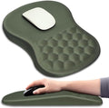 Hokafenle Ergonomic Mouse Pad Wrist Support with Massage Design, Wrist Rest Mousepad with Memory Foam&Non-Slip PU Base, Mouse Pads for Wireless Mouse & Desk (12x8 inch,Olive Green)