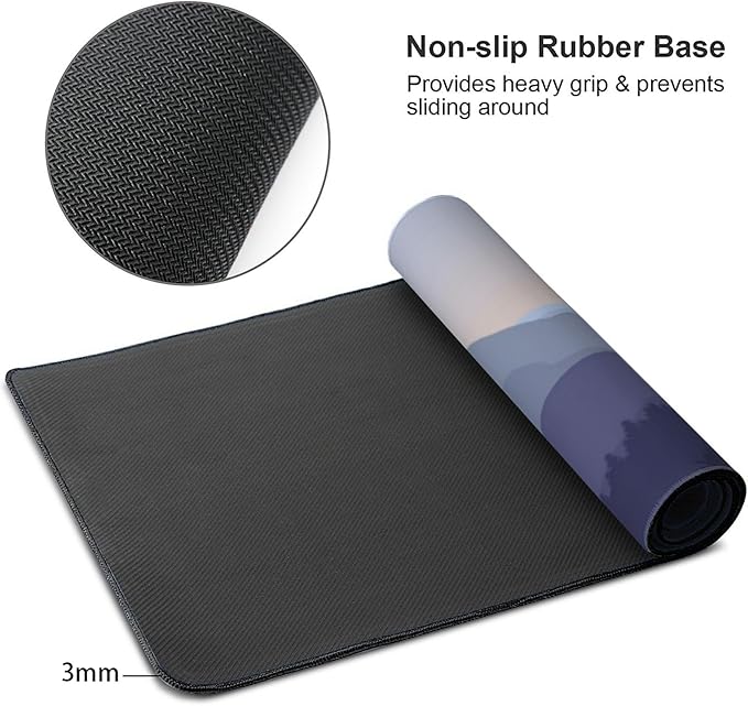 Large Gaming Mouse Pad Mountain Forest Scenery Mouse Pad with Stitched Edges & Nonslip Rubber Base Extended XXL Long Mousepad Big Desk Mat for Company Office Work, 35.4 x 15.7 in