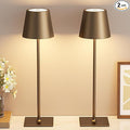 Kakanuo Brown Cordless Rechargeable Table Lamp 5000mAh Battery Operated Lamps, 3 Colors Stepless Dimming Touch Lamp for Living Room, Kitchen Counter, Dining, Outdoor Patio, 2 Pack