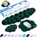 Cloud Wrist Rest Keyboard Cushion, 4-in-1 Ergonomic Cloud Keyboard Wrist Rest and Mouse Pad Set with Memory Foam Arm Support for Palm, Cute Desk Accessory for PC Gaming Setup, Dark Green