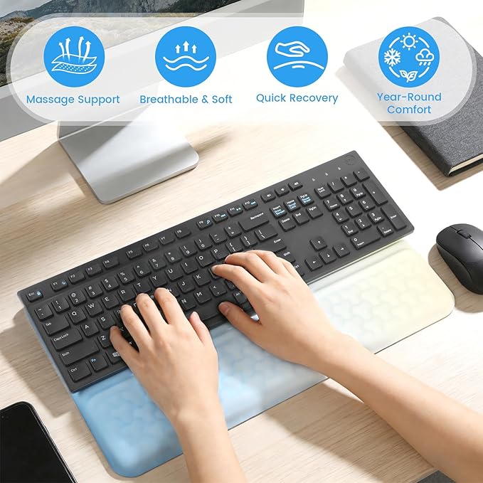 Keyboard Wrist Rest with Ergonomic Height - Computer Keyboard Stand & Soft Cushioned Pad for Wrist - Non-Slip Typing Support for Office, Gaming & Home(Gradient)
