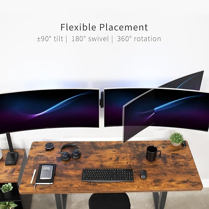 VIVO Premium Dual Ultra Wide LCD LED 27 to 38 inch Monitor Wall Mount, Heavy Duty, Telescoping Arms, Flush Wall Setup, Fits 2 Screens, Black, MOUNT-TS38B