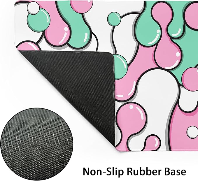 aportt Pink Green Mouse Pad Anime Cool Geometric Japanese Extended Desk Mat 90X40 CM Non-Slip Rubber Base Stitched Edge Large XXL Mousepad for Gaming Laptop Computer Desktop 35.4×15.7 Inch