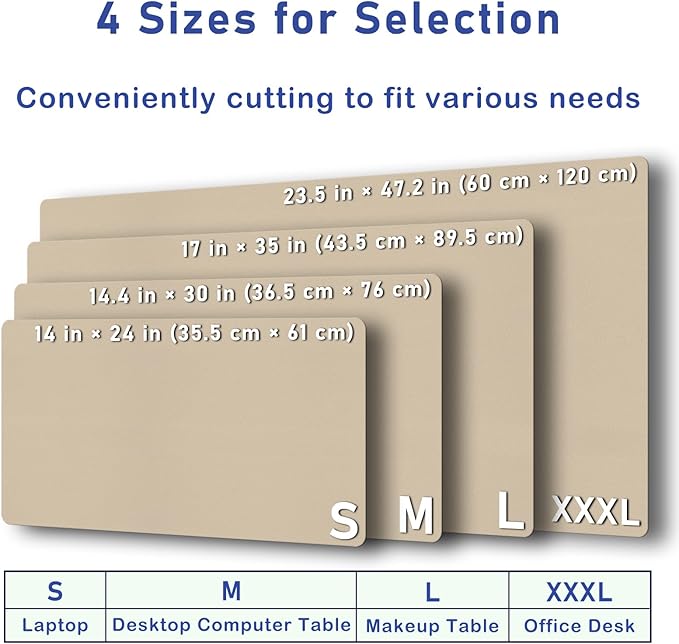 Boutilon Leather Desk Pad Protector,Non-Slip Mouse Pad,Laptop Desk Pad,Office Mouse Mat,Waterproof Leather Desk Blotter,Desk Writing Pad for Office and Home (XXL-Beige,47.2"x 17")
