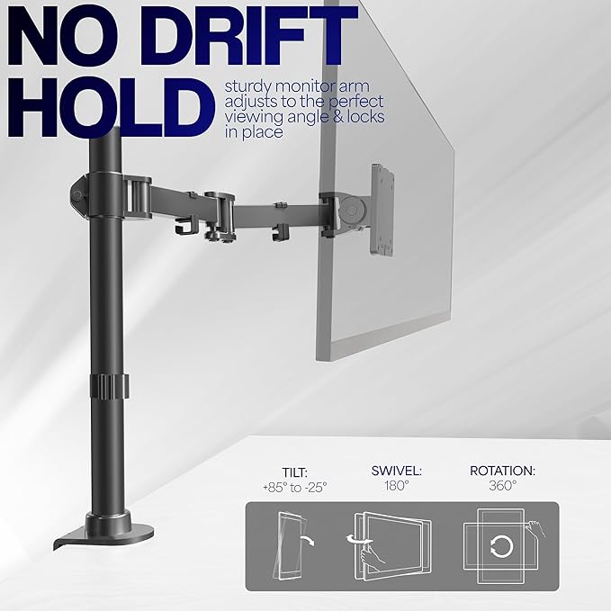 VIVO Single Ultra-Wide Monitor Desk Mount for up to 49 inch Ultrawide Screens, Clamp-on Adjustable Stand Holds 44 lbs, VESA up to 100x100mm, Black, STAND-V100M