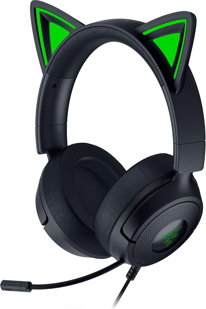 Razer Kraken Kitty V3 X Wired Gaming Headset: Kitty Ears - HyperClear Cardioid Mic - 40 mm Drivers - 7.1 Surround Sound - Comfy Ear Cushions - Cross-Platform via 3.5mm PC, PS5, Xbox, Switch 2 - Black