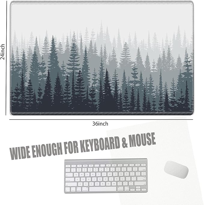 36x24 Mouse Pad Misty Forest Desk Mat Large Mousepad Gaming Giant Mouse Mat Huge Oversized Desk Pad XXXL Computer Mat for Office Work Women