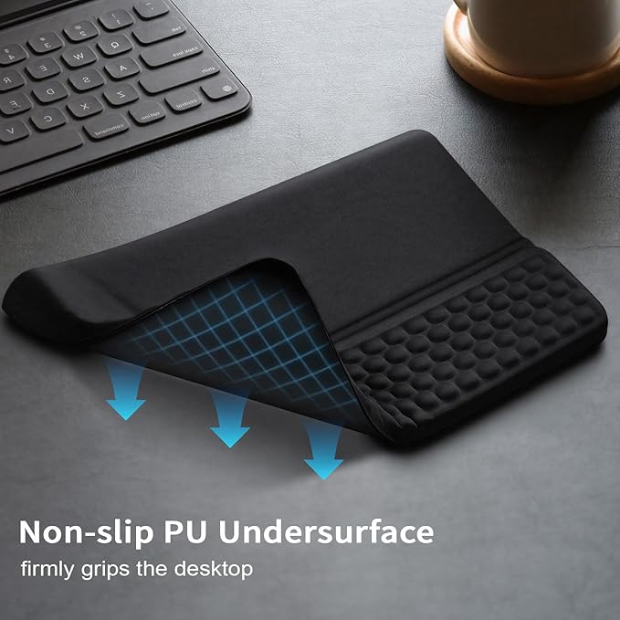 Computer Keyboard Stand with Wrist Rest, Ergonomic Keyboard Pad with Wrist Support, Keyboard Riser & Soft Memory Foam Cushion, 43cm Arm Rest Desk Accessories for Office,Home (Black)