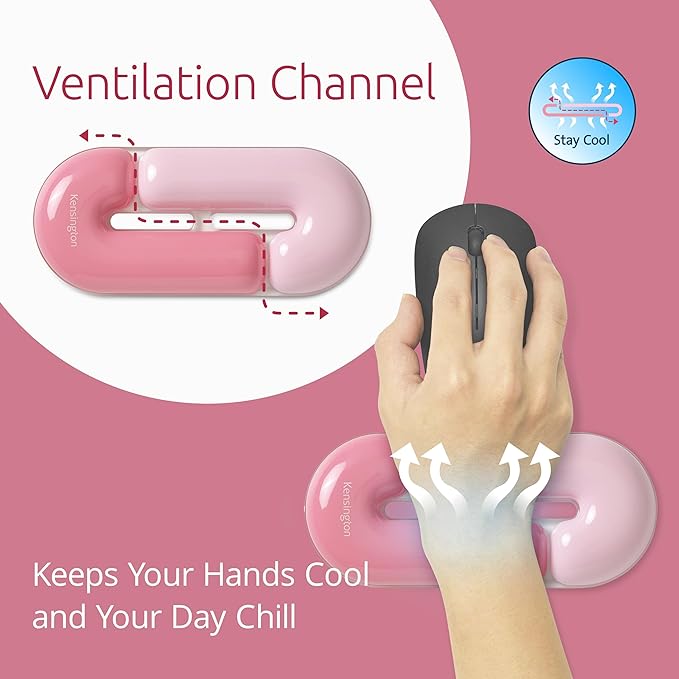 Kensington Gel Mouse Wrist Rest Support Cushion for Mice & Trackballs, Duo Gel Ergonomic Mouse Wrist Support, Comfortable Non-Skid, Loop Pink 7.4" x 3.27" x 0.7" K62828WW