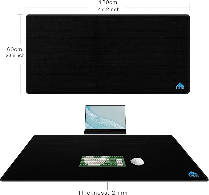 Cacoy 48'' x 24'' XXL Gaming Mouse Pad, Large Computer Mouse Pad, Special-Textured Surface Desk Mat, Non-Slip Rubber Base Desk Matt for Desktop with Stitched Edges, Extended Keyboard Mouse Mat, Black