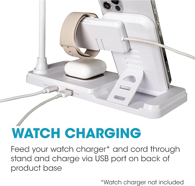 OttLite LED Desk Lamp with Charging Station, Multi-Device Desk Lamp with Wireless Charger, Book Light, Table Lamp Reading Light, Work Light, Desk Lights for Home Office or Bedside