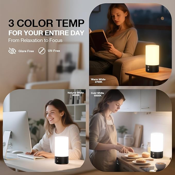 Light Therapy Lamp 10,000 Lux UV-Free Sun Lamp, Full Spectrum 98 CRI Ra98 Flicker-Free, 3 Color Temperatures, 4 Brightness Levels, Timer, Memory & Remote – 360° Sunlight Lamp for Home Office
