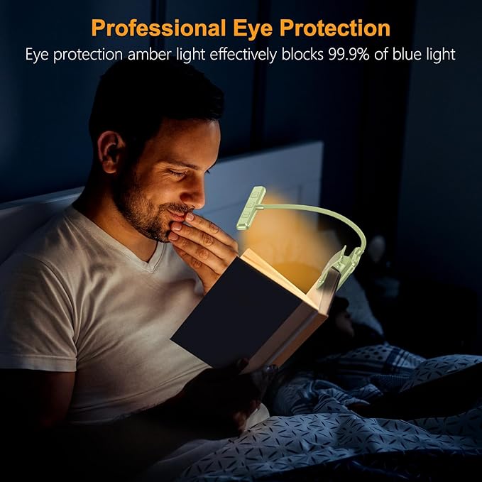 Gritin 19 LED Rechargeable Book Light for Reading in Bed with Memory Function- Eye Caring 3 Color Temperatures,Stepless Dimming Brightness,90 Hrs Runtime Clip on Light for Book Lovers-Cyan