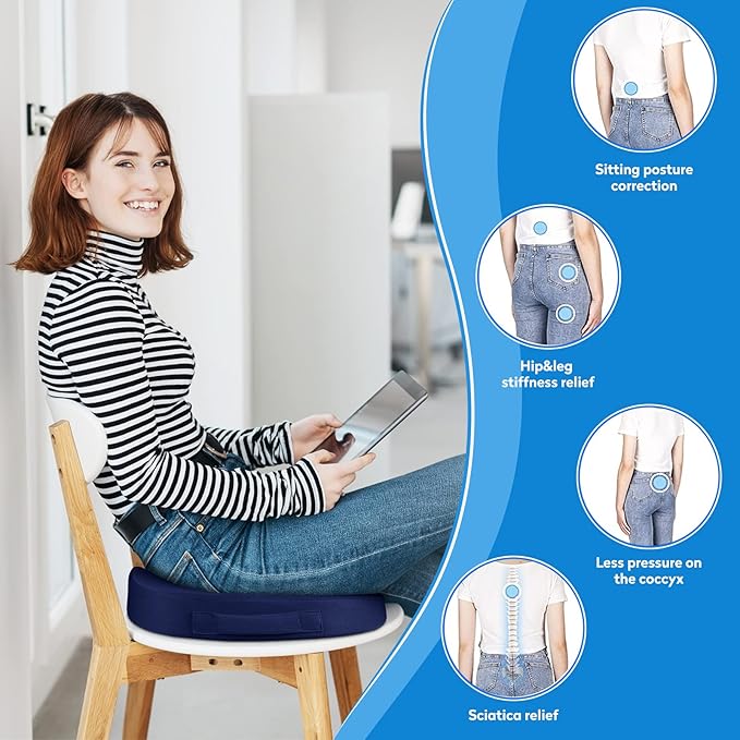 Office Chair Cushions, Memory Foam Coccyx Cushion for Tailbone Support Office Chair Car Seat, Sciatica, Coccyx, Lower Back Support (Blue)
