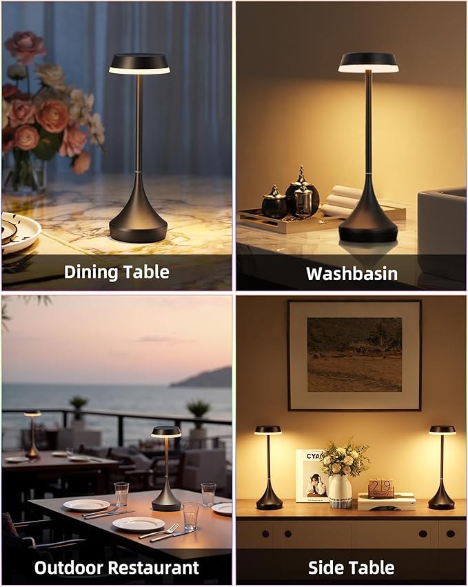 Cordless Lamp, 6000mAh, Outdoor Waterproof, Touch Control, Dimmable, 3 Color Temperature, RGB, LED Memory Function, Portable Battery Operated, Rechargeable Table Lamp Patio Dinning Restaurant Kitchen