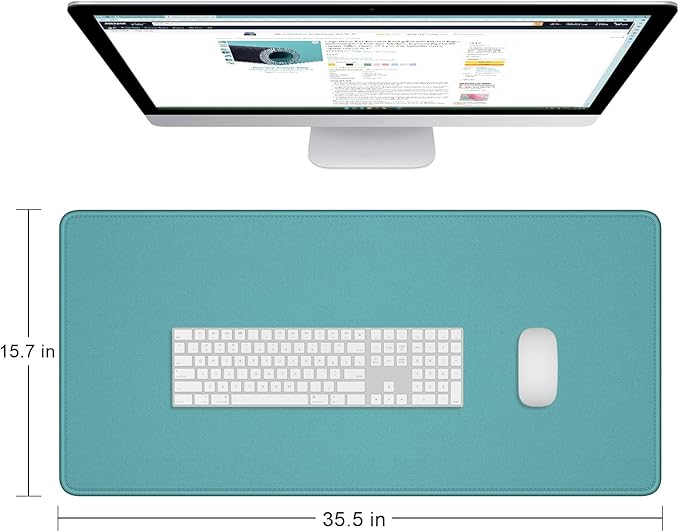Dapesuom Large Gaming Mouse Pad, Extended Mouse Mat with Stitched Edges, Full Size Keyboard Pad with Non-Slip Base, Big XXL Computer Desk Mats for Gamer, Laptop, Office, 35.5 x 15.7in, Green